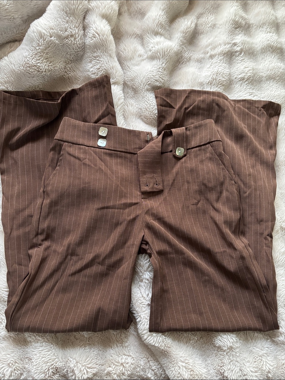 Brown Pinstripe Dress Pants